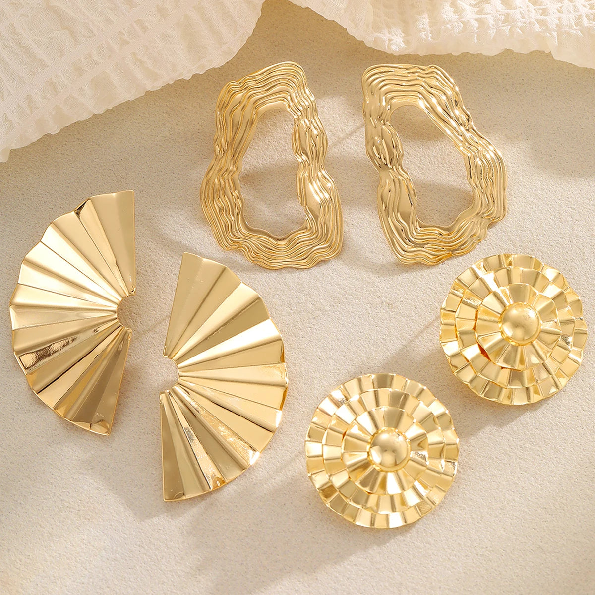 Vintage Bohemian Irregular Multi-Layer Creative Earring Set, 3 Pcs/Set