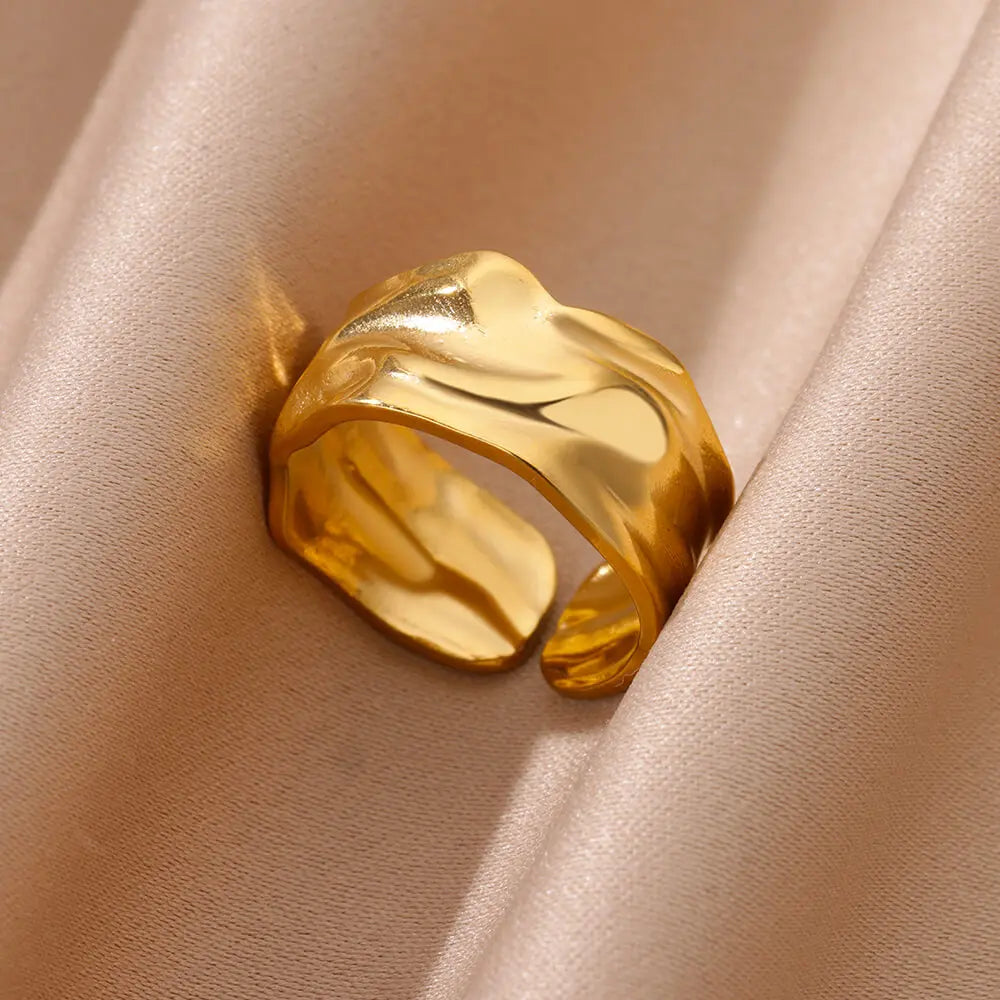 Stainless Steel Chunky Wide Geometric Open Ring