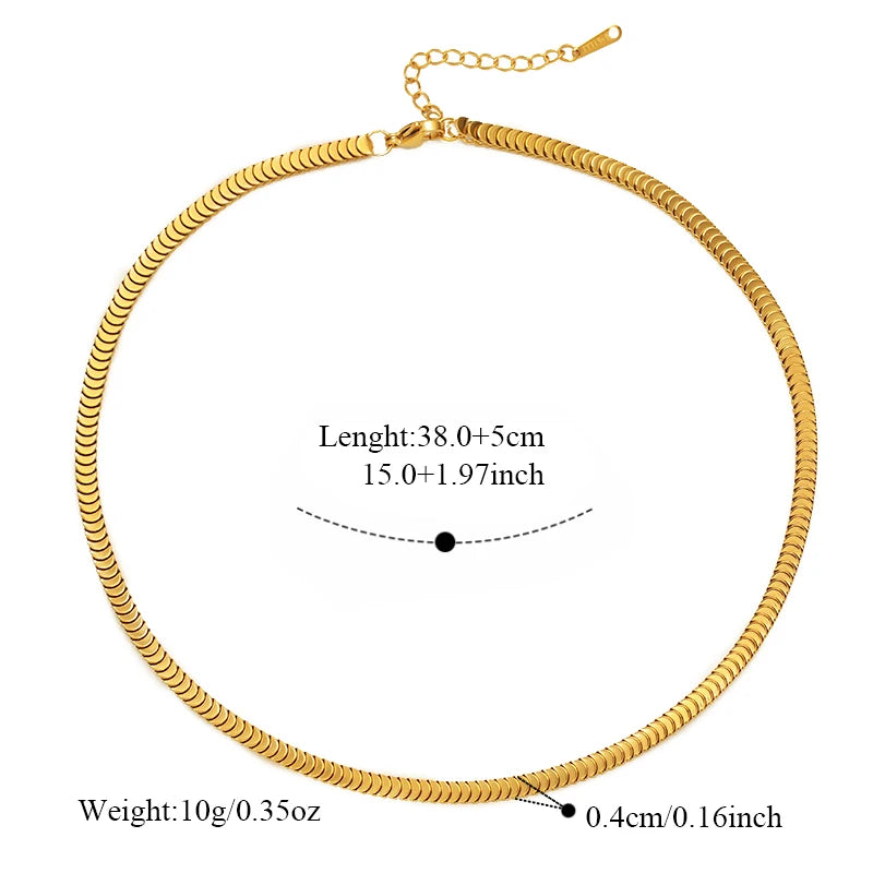 EILIECK Geometric Snake Chain Necklace Bracelet Trendy Stainless Steel Jewelry Set Golden Metal Texture Women Waterproof Gift