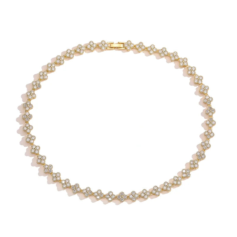 ChooseMe Brass Flower Necklace & Bracelet Jewelry Set
