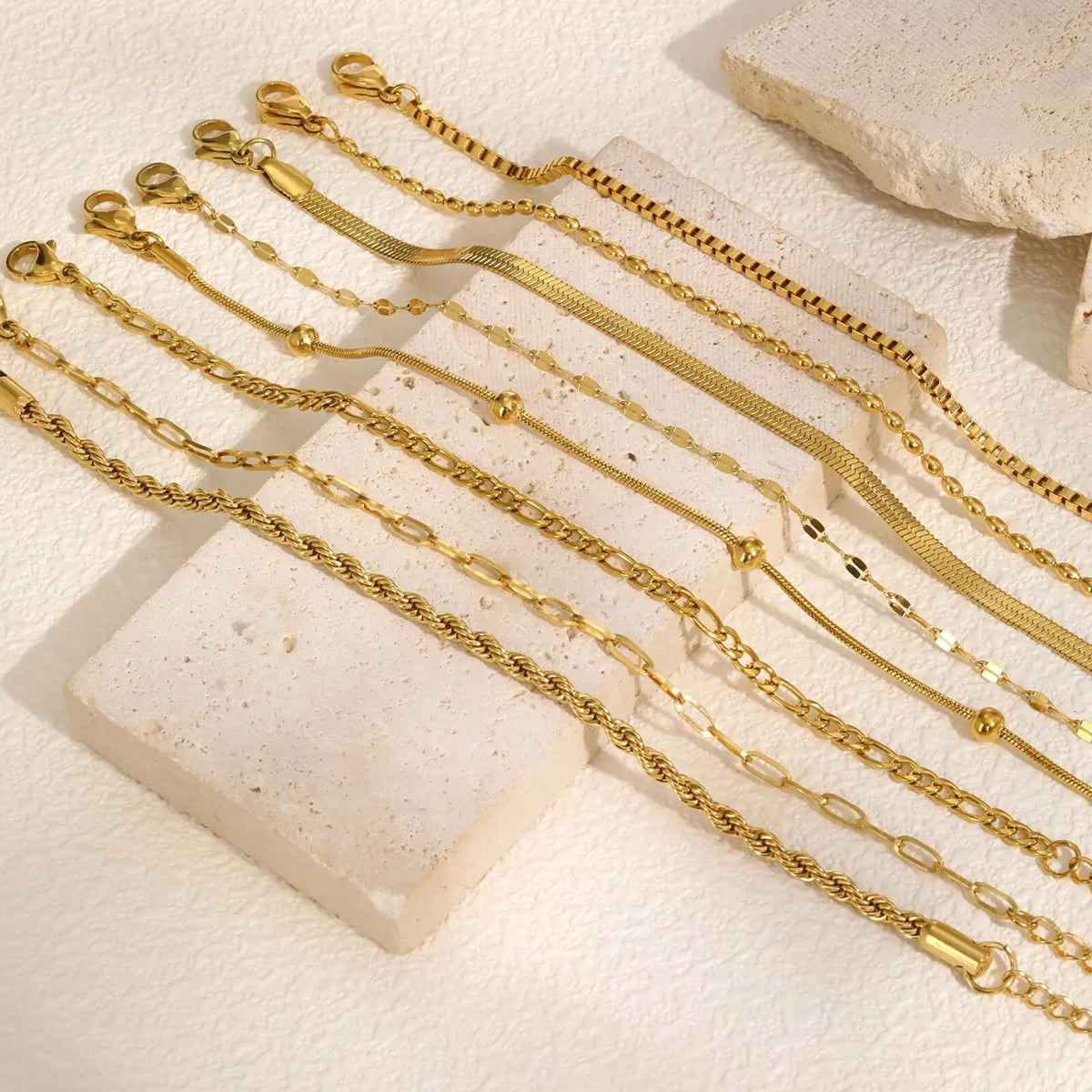 Non-Tarnish Gold Plated Thin Herringbone Bracelet