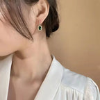 Boucles d'oreilles clous carrées en émeraude verte de luxe pour femmes, accessoires de fête de mariage de la mariée, boucles d'oreilles tendance pour femme