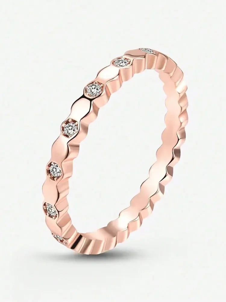 925 Sterling Silver Geometric Zircon Vintage Ring