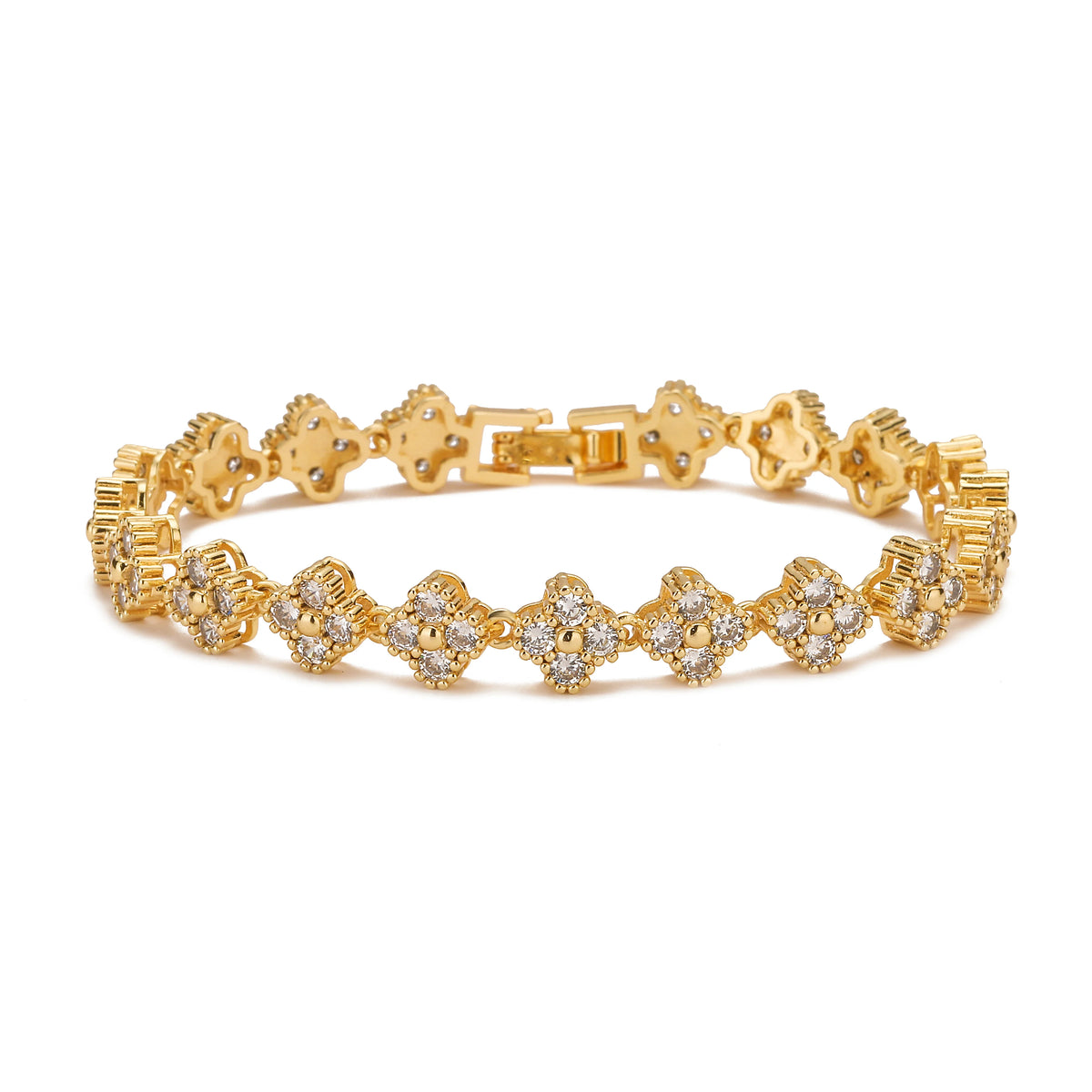 ChooseMe Brass Flower Necklace & Bracelet Jewelry Set