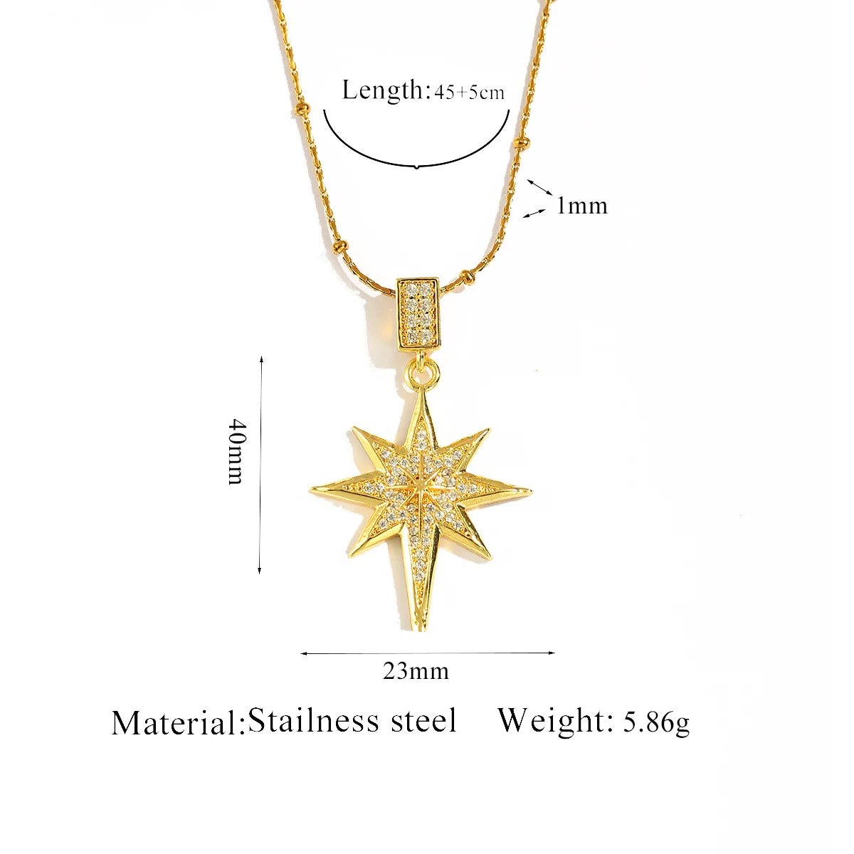 Jolivie Starburst Moon Pendant Necklaces For Women's Minimalist Rhinestone Necklace Fashion Jewelry Women Holiday Jewelry Gifts