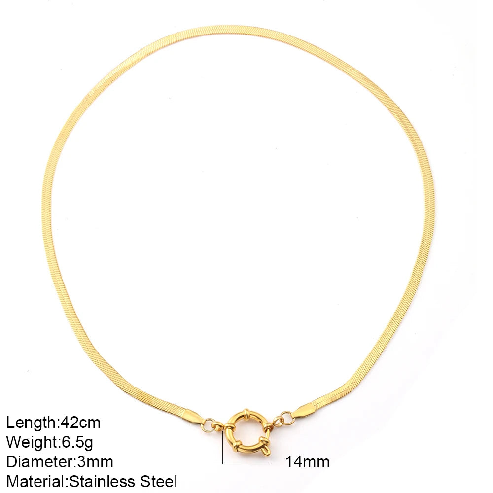 One Piece Choker Neck Spring Buckle Necklaces for Women Can Hang Multiple Pendants Trendy Women's Stainless Steel Jewelry Gifts