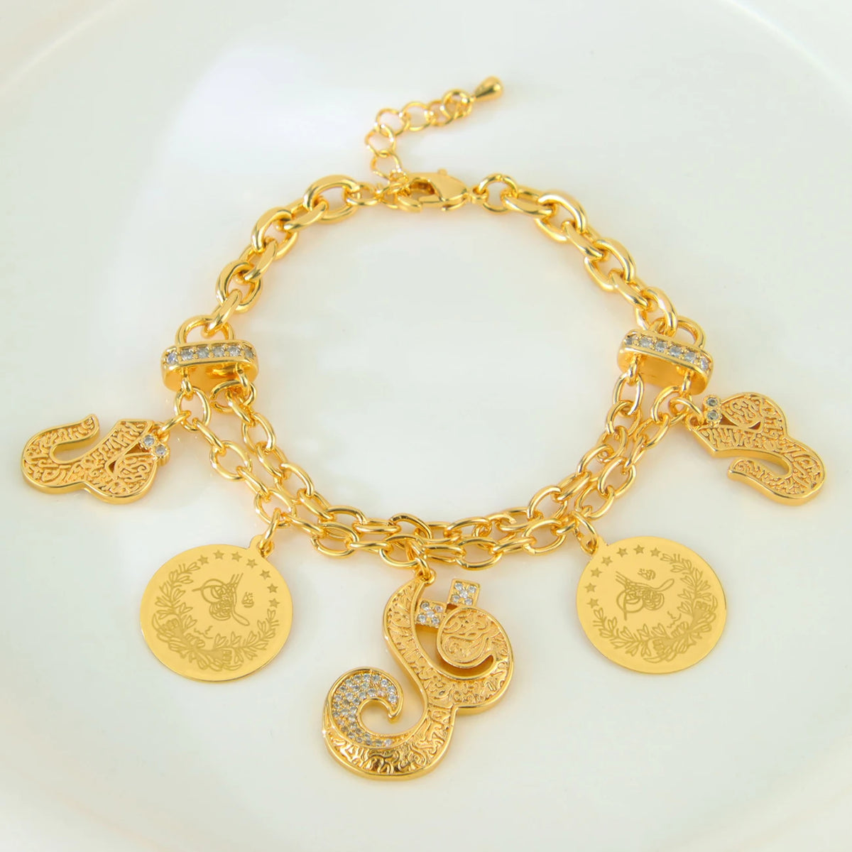 Fashion Arabic Dubai Gold-Color Charm Bracelet