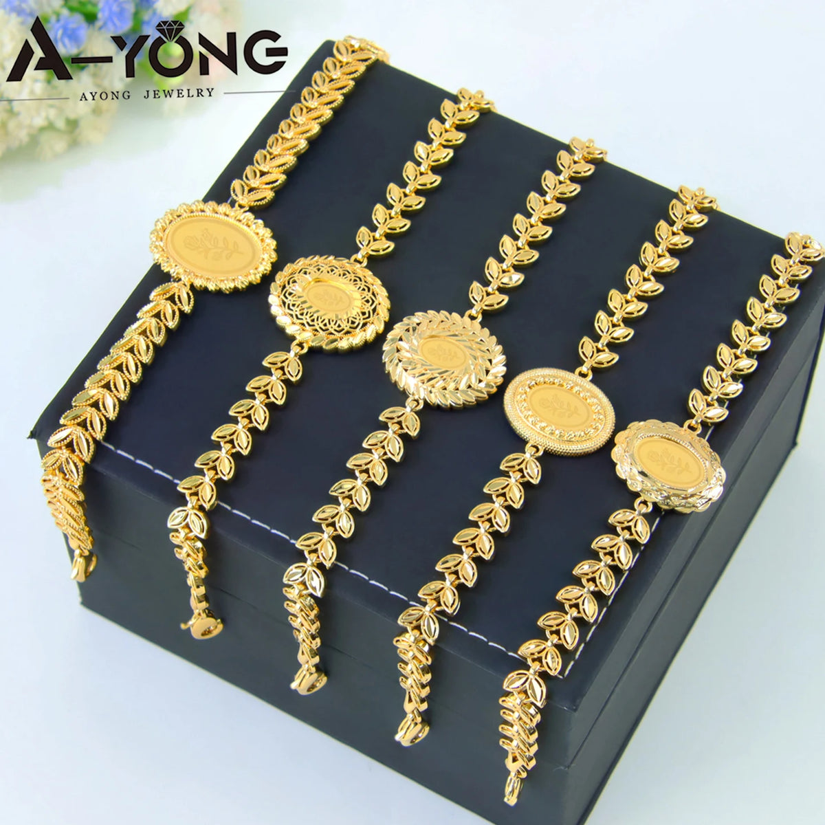 Turkish Classic Gold Coins Dubai Bridal Cuff Bangle