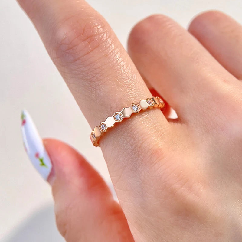 925 Sterling Silver Geometric Zircon Vintage Fine Jewelry Ring