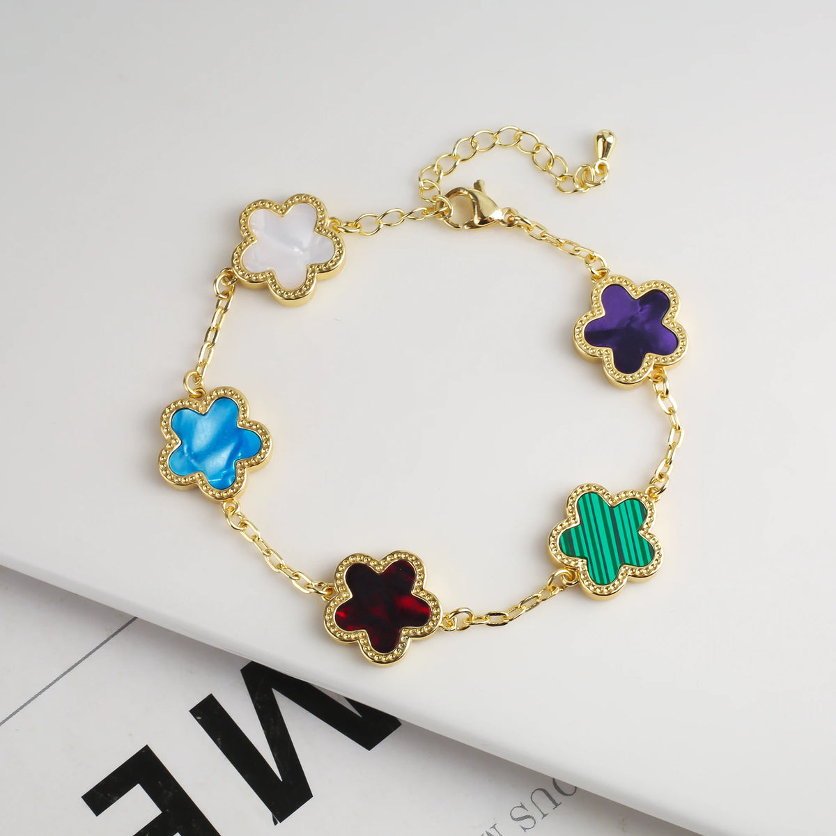 New Sweater Chain Five Point Star Creative Plant Plum Blossom Jewelry Set Shell Simple Bracelet/Necklace/Earrings Women's Clover