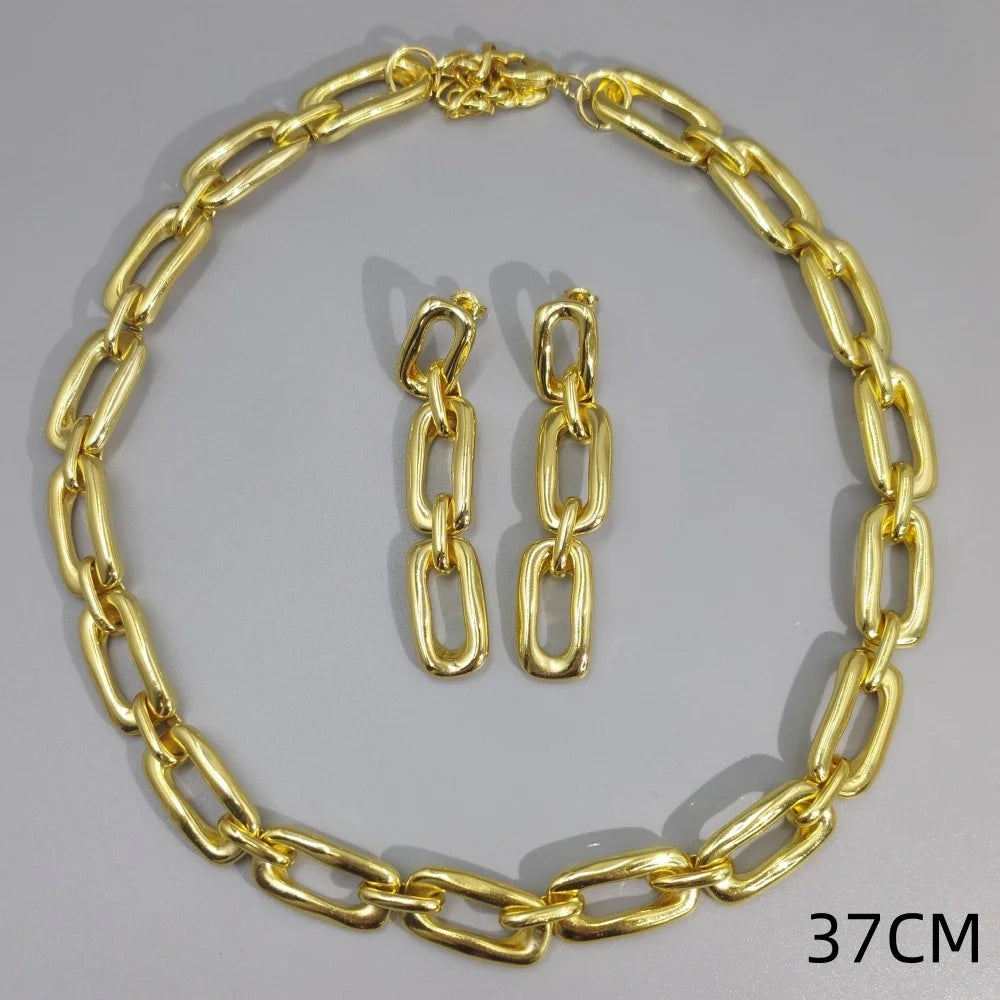 ChooseMe 2026 Metallic Irregular Geometric Earrings & Necklace Set