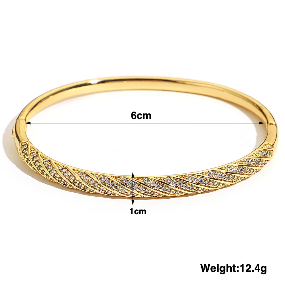 Trendy Gold-Plated 316L Stainless Steel Cubic Zirconia Bangle