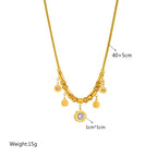 18K Gold Plated Roman Numeral Jewelry Set, CZ Charm Beaded Necklace & Bracelet, Stainless Steel Stackable Accessories