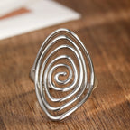 DOTIFI Stainless Steel Geometric Spiral Open Ring For Men And Women, Retro, Unique, Exaggerated Design Adjustable Ring Jewellery