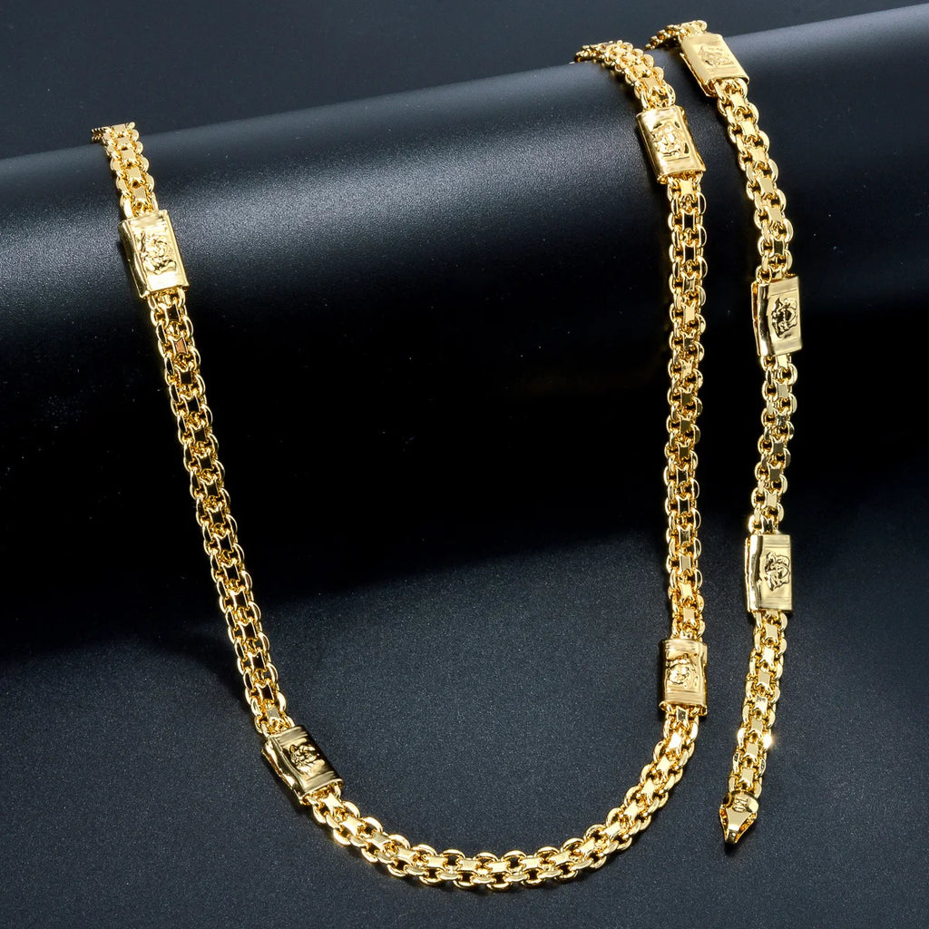 ChooseMe Dubai Hip Hop 18K Gold-Plated Link Chain Choker & Bracelet Set