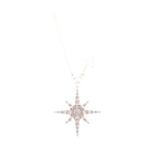 Collier de luxe léger en zircon double étoile à six branches transfrontalier européen et américain, incrusté de cuivre avec flash