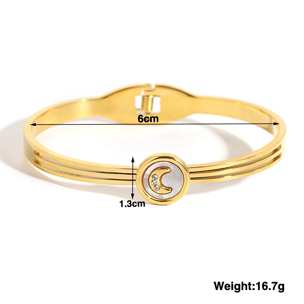 Trendy Gold-Plated 316L Stainless Steel Cubic Zirconia Bangle
