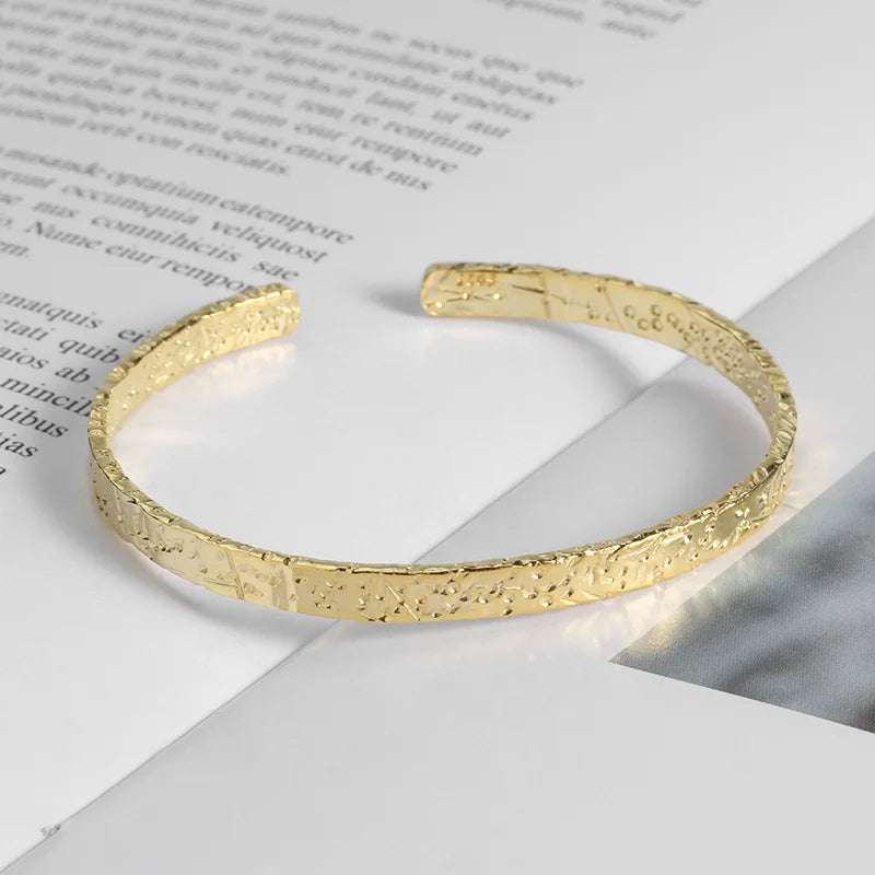 ENSHIR Silver-Color Waterproof Simple Cuff Bangle Bracelet