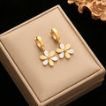 EILIECK Parure de bijoux exquise en acier inoxydable 316L, collier et boucles d'oreilles en forme de fleur, étanche, pour femme et fille, cadeau charmant