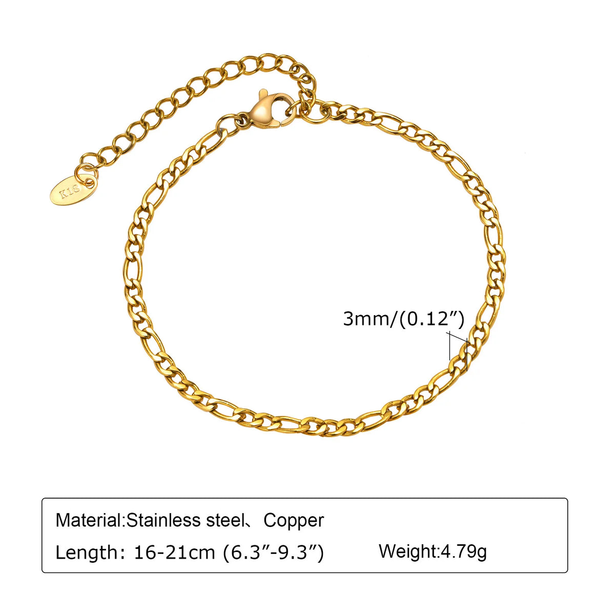 Non-Tarnish Gold Plated Thin Herringbone Bracelet