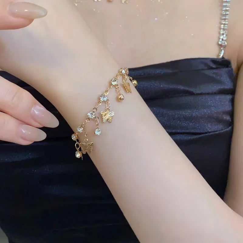 ChooseMe Handmade Sparkling Zircon Flower Alloy Bracelet