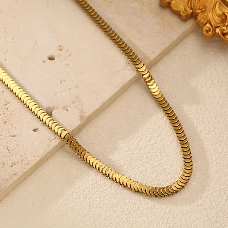 EILIECK Stainless Steel Handmade Fashion Chain Necklace For Women 18K Gold PVD Plated Rust Proof Textured Unisex Jewelry Gift