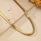 EILIECK Ensemble de bijoux géométriques en chaîne serpent Collier Bracelet Tendance Acier inoxydable Texture métal doré Femme Imperméable Cadeau