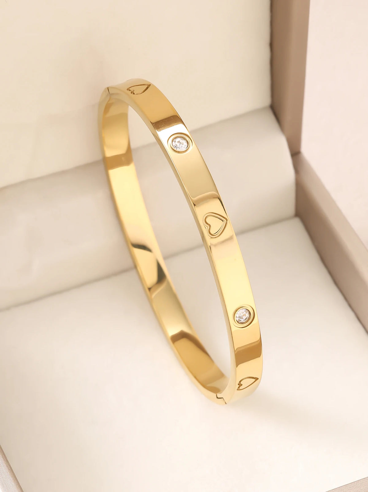 1pc 18K Gold Plated Stainless Steel Stackable Bracelet With Chain And Clover Design, Fashion Style For Women, Suitable For Casua