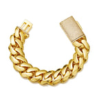 Hip Hop Rock Stainless Steel Rhombus Cuban Miami Link Chain Bracelets for Men Bling Iced Out Rapper Jewelry Gold Silver Color
