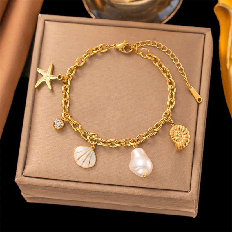 EILIECK Stainless Steel Gold Color Chain Bracelet Bangle For Women New Anti-Fading Fashion Jewelry Suitable for Daily Layering