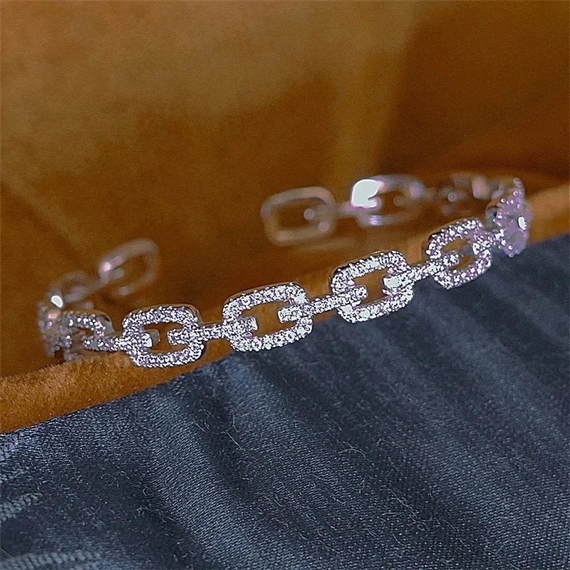 Classic Luxury Full Crystal Zirconia Knot Open Bangle