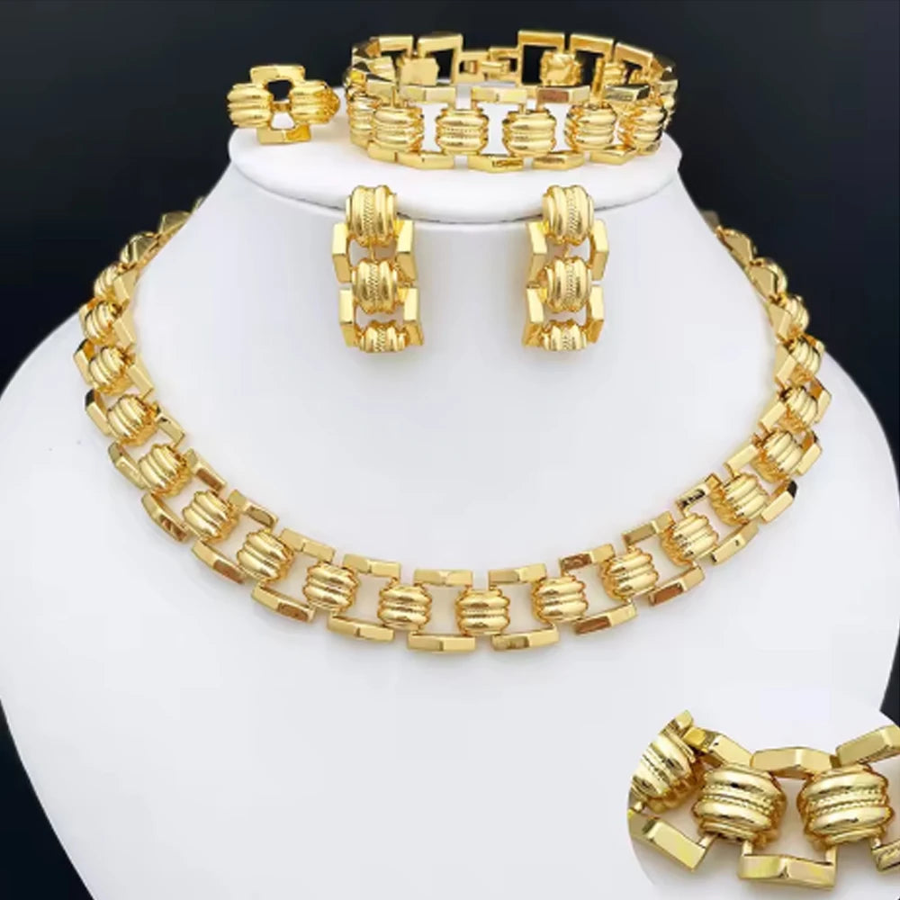 Dubai Nigeria Wedding Necklace, Earrings, Bracelet & Ring Set