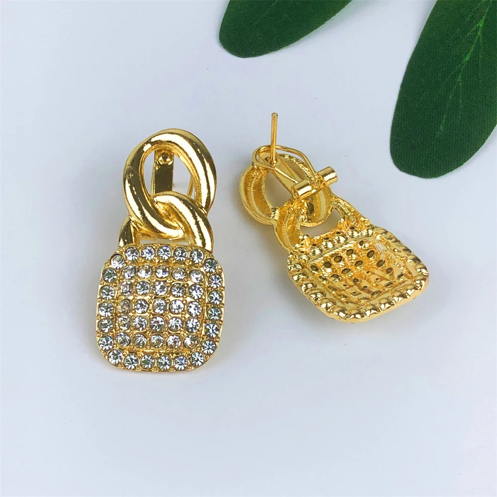 TITI Vintage Women Necklace Bracelet Earring Ring Jewelry Set Minimalist style Fashion 18K Gold Plated Party Jewelry