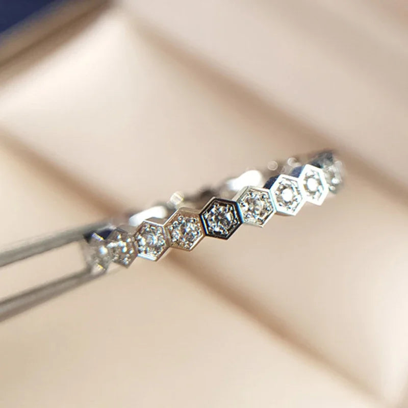 Sterling Silver Vintage Geometric Zircon Ring