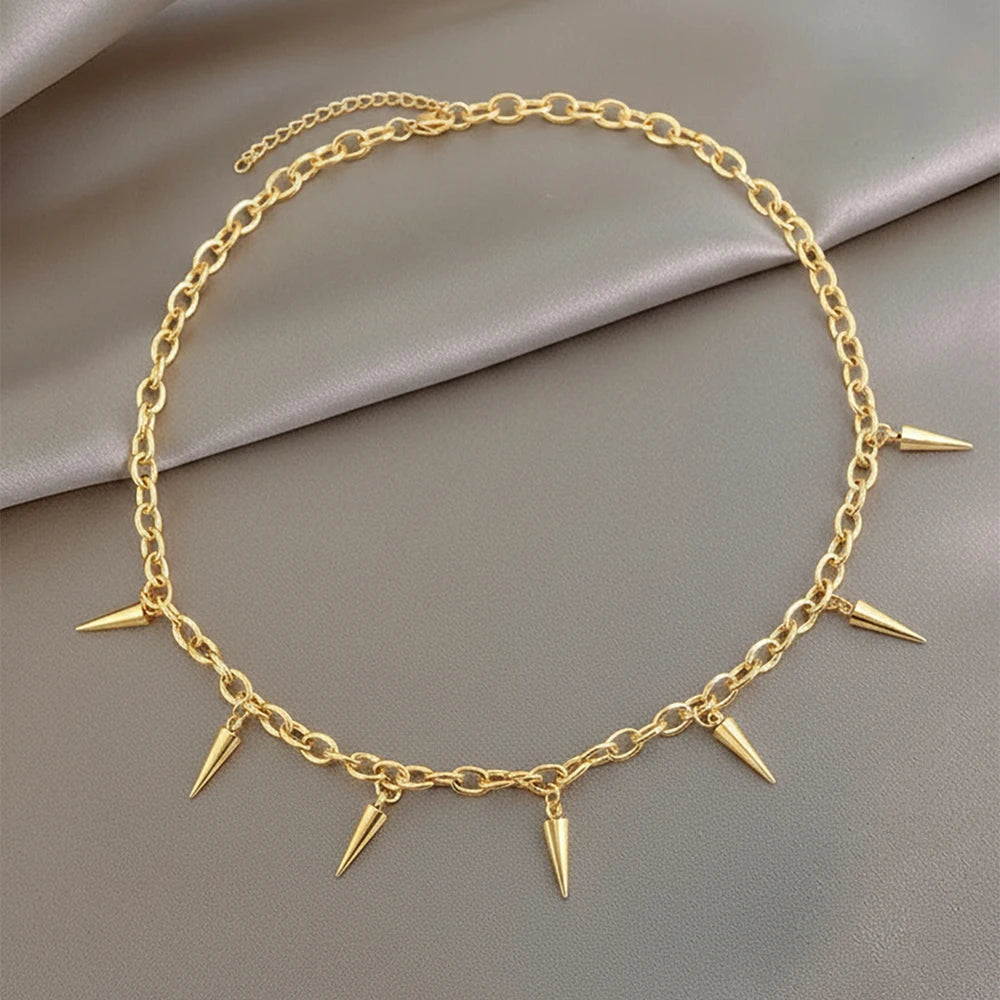 Stainless Steel Punk Aesthetic Necklace Male Cool Hip Hop Female Rivet Pendant Necklace Gothic Jewelry Gift Street Collocation