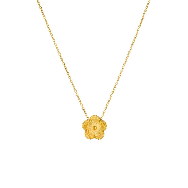 Hot Selling High-Quality Plum Blossom Plant Metal Five Leaf Flower Bracelet Necklace With Double-Sided Y2K Style Clover