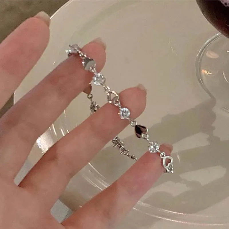 Bracelet de luxe en zircon brillant avec fleurs, réglable, en métal et cristal