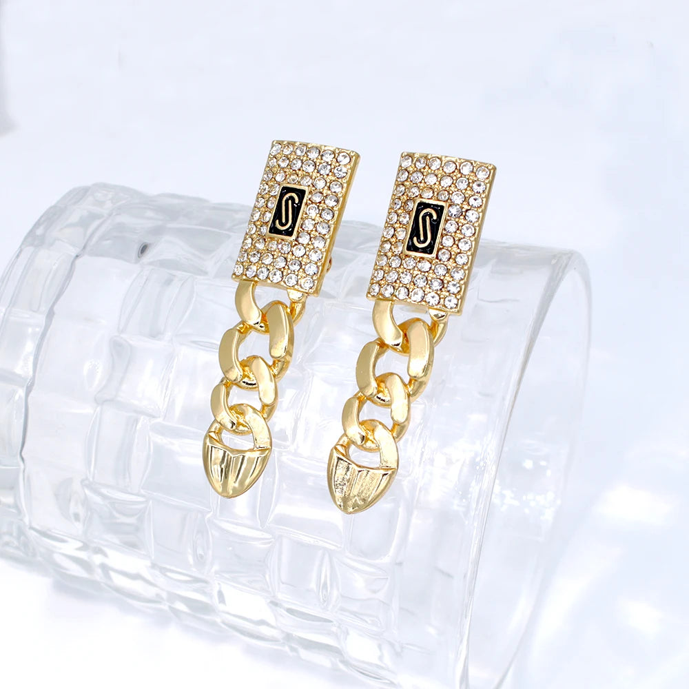 GZJPEI Chaîne Monaco Plaqué Or 18 carats Bijoux Set Chaîne Cubaine Collier Bracelet Haute Qualité Nouveauté 2025 Pour Cadeau Mariage Nuptial