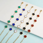 High Quality Hot Selling New Design Shell Acrylic Women's Stainless Steel Five Leaf Flower Jewelry Set That Does Not Fade Clover