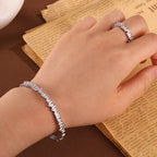 Classic Colorful Baguette Zircon Engagement Bangle Ring