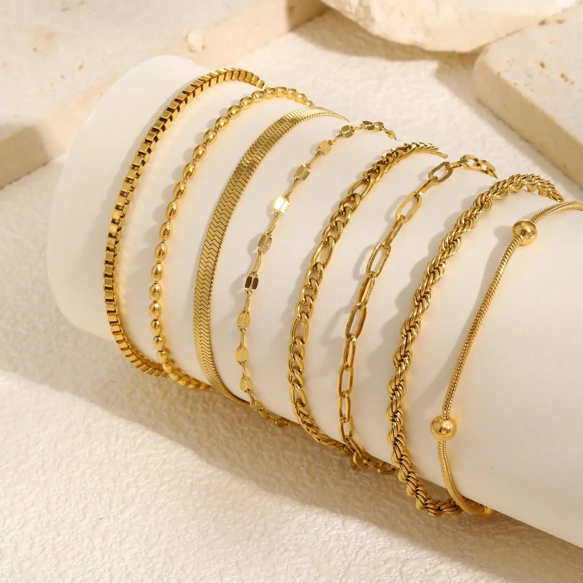 Non-Tarnish Gold Plated Thin Herringbone Bracelet