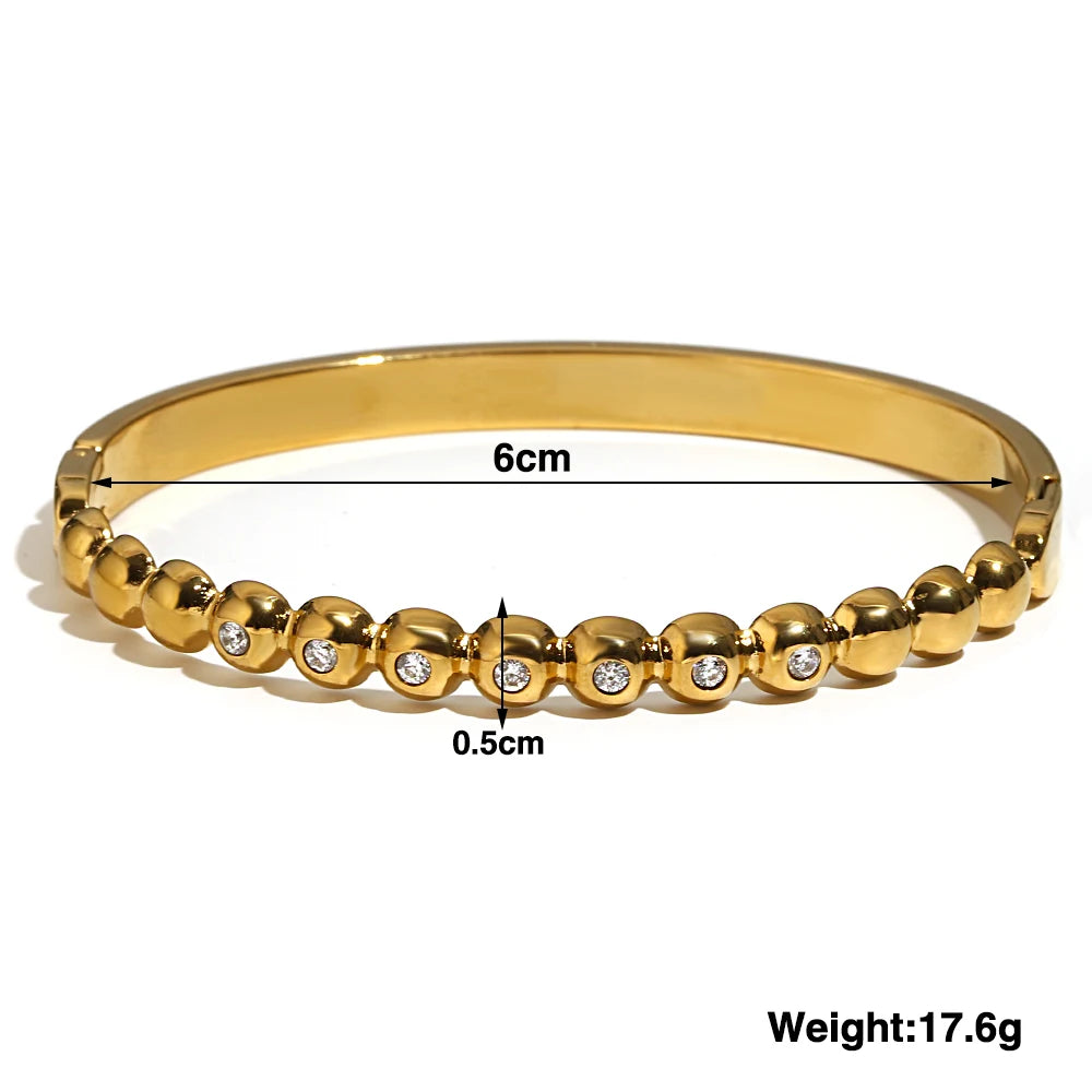 Trendy Gold-Plated 316L Stainless Steel Cubic Zirconia Bangle