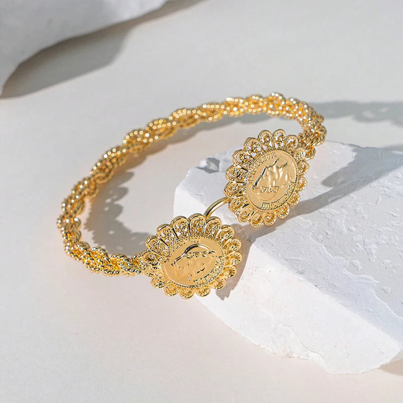Snake-Shape Gold-Color Open Charm Wedding Anklet & Arm Bracelet