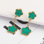 High Quality Hot Selling New Design Shell Acrylic Women's Stainless Steel Five Leaf Flower Jewelry Set That Does Not Fade Clover