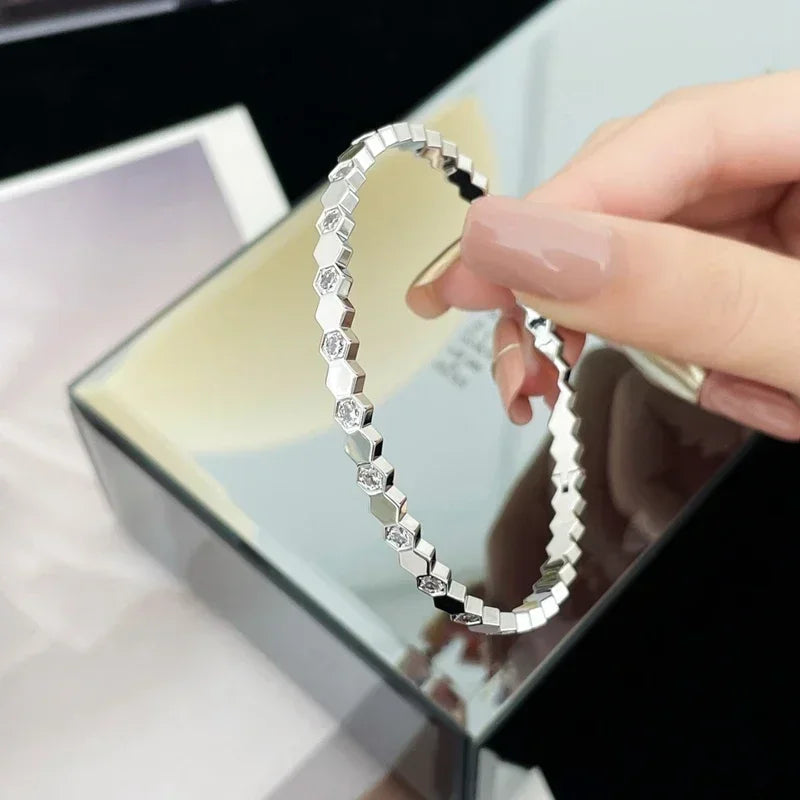Silver & Honeycomb Gold Luxury Designer Bracelet