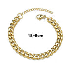 Hiphot Bracelet chaîne cubaine gourmette en acier inoxydable pour hommes, couleur or simple, bracelet chaîne pour hommes, bijoux de poignet unisexe, cadeau