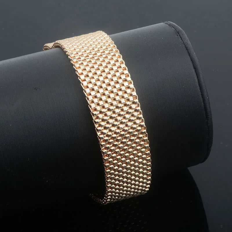 New Women Girls 585 Rose Gold Color Carving Wide Bracelets Toggle Lock Hot Jewelry(No Box)