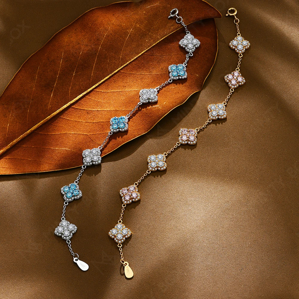 MINTYBOX S925 Sterling Silver Full Moissanite 18k Gold-Plated Bracelet