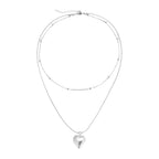 1pc Double-layer Heart Locket Necklace,Openable Photo Pendant&Ball Chain,Elegant Aesthetic For Girls,Everyday&Party Accessories