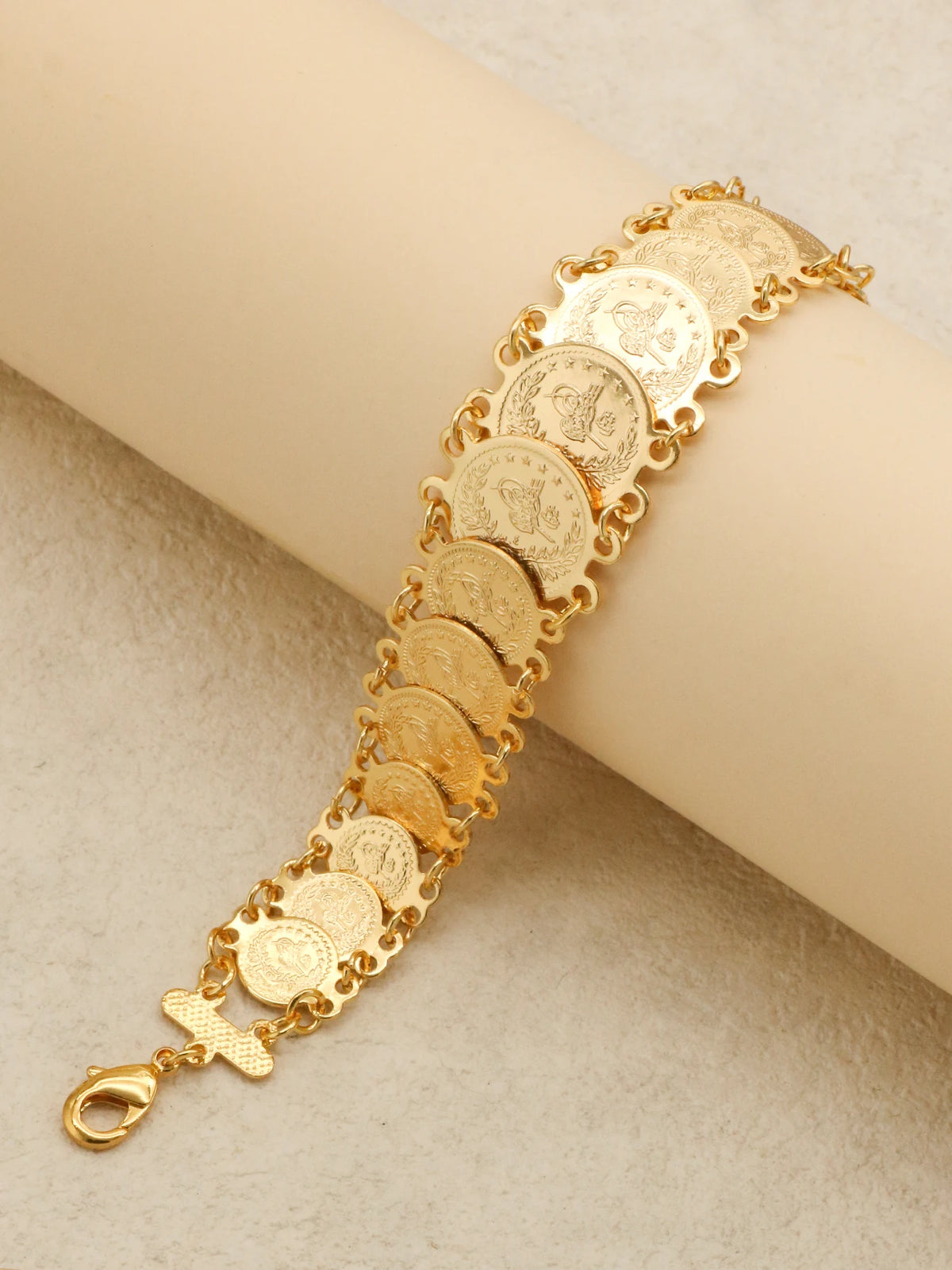Middle East Dubai Single Row Coin Vintage Copper Bangle